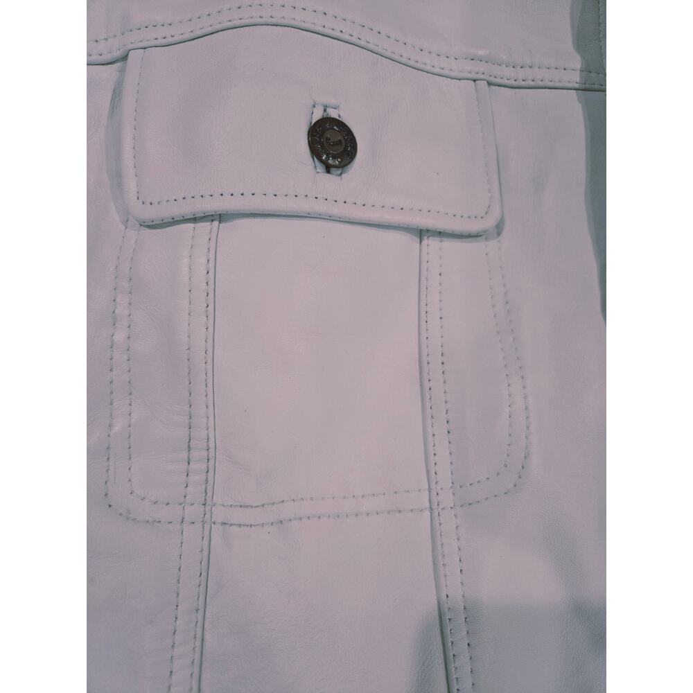 NWOT Zayn Men's 100% Leather Trucker Jacket White 4XL - Picture 12 of 13